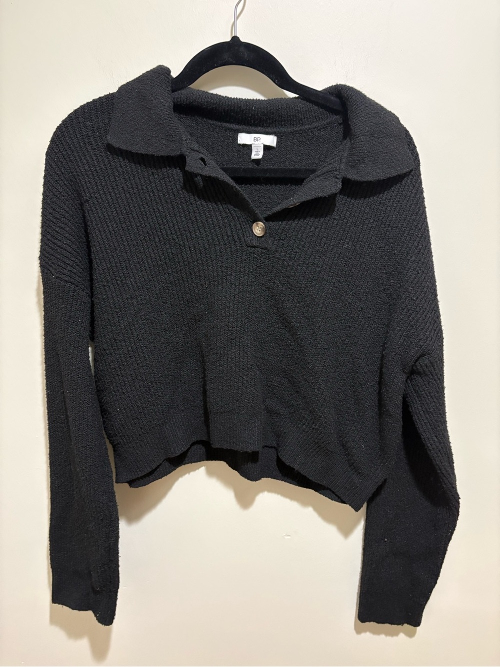 BP urban outfitters Textured Black Cropped Polo Sweater